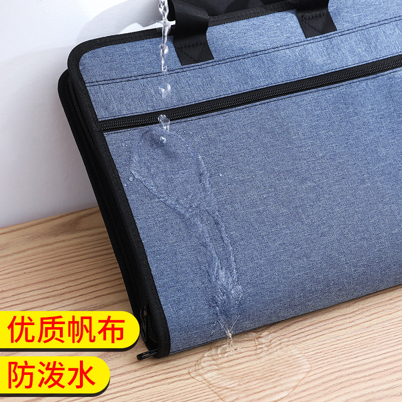 帆布风琴包多层文件夹学生用文件袋手提试卷袋收纳袋大容量D插页