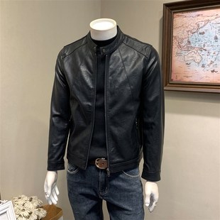 z修身 機(jī)車皮夾克潮男外套春裝 PU皮立領(lǐng)短款 新款 皮衣男韓版 春秋季
