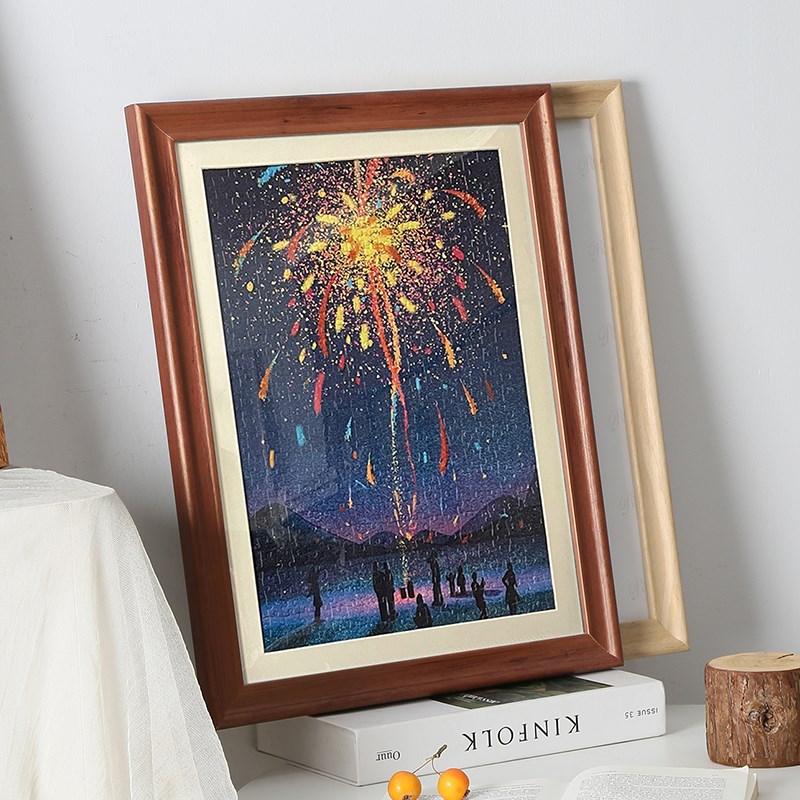 实木拼图b框1000片相框挂墙500装裱大画框300框架定制2000片4K开8