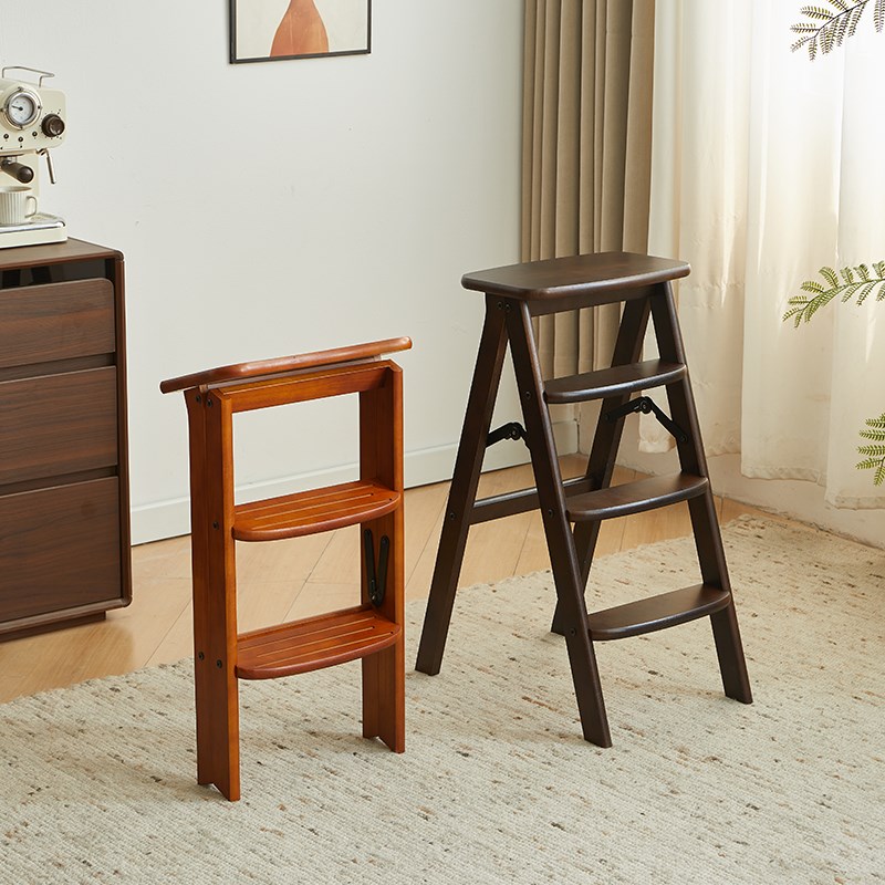 全实木家用人字梯j凳可折叠登高架台阶垫脚椅多功能两用厨房高脚