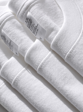 Qki精选 7.8loz重磅男装圆领高品质短袖T恤精梳纯棉厚实不透多色