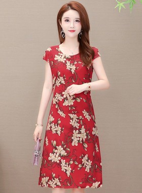 妈妈纯棉绸睡衣女夏天女p士外穿大码睡裙女2021年新款人造棉连衣