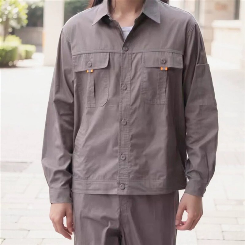 纯棉夏季长袖工作服套q装男防静电国家电网电工电力劳保服电焊夏