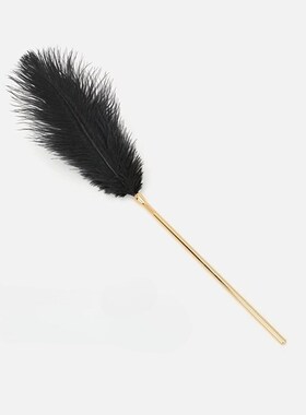 黑色鸵鸟 金属手D柄羽毛棒 小棒子