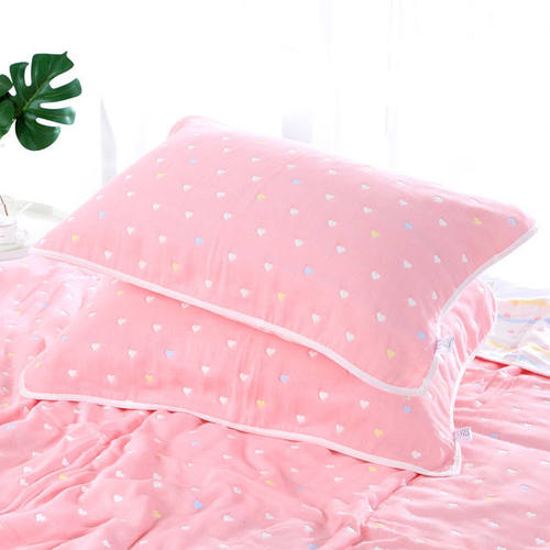 枕套儿童枕套婴儿宝宝纯棉纱布枕套幼儿I园枕头套六层卡通透气吸