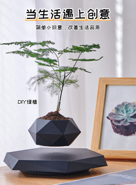 磁悬浮摆件办公室桌面客厅家居饰品D装饰工艺品花盆轻奢磁悬浮盆