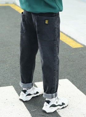 童装男童牛仔裤子2021秋冬装新款儿童休闲裤Q洋气韩版潮加绒长裤