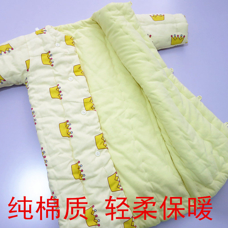 儿童睡袋防踢被纯棉花p中大童长款睡袍秋冬手工宝宝春秋家居服棉