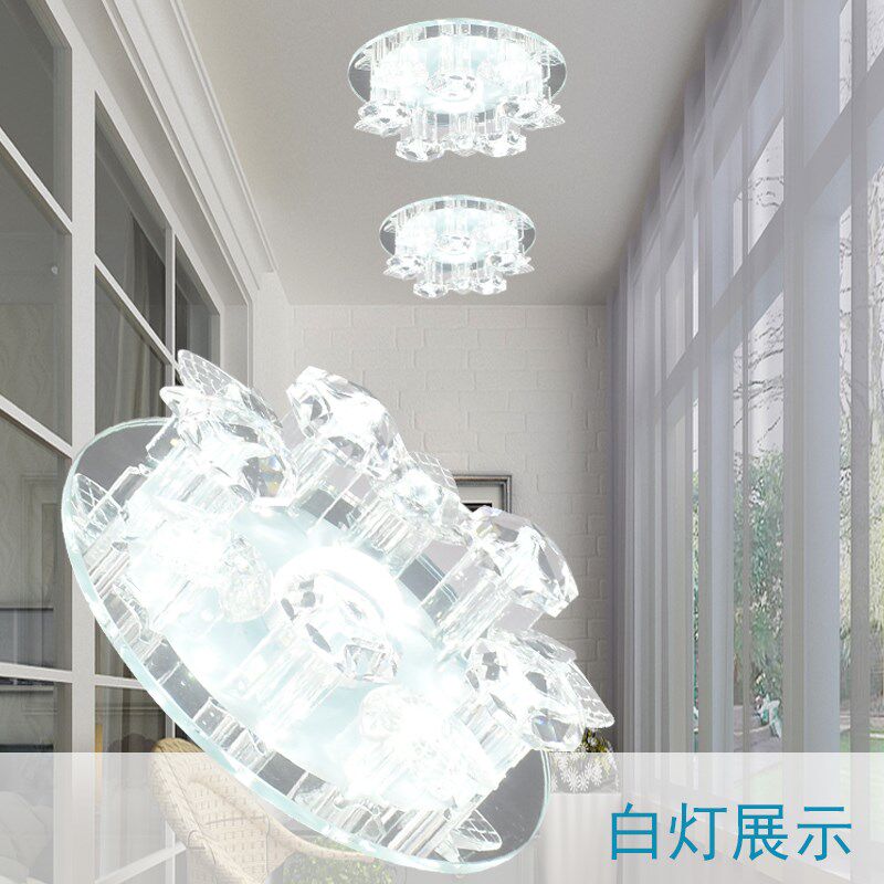 水晶过道灯e走廊灯筒灯小玄关射灯家用嵌入式2023新款LED三色变光