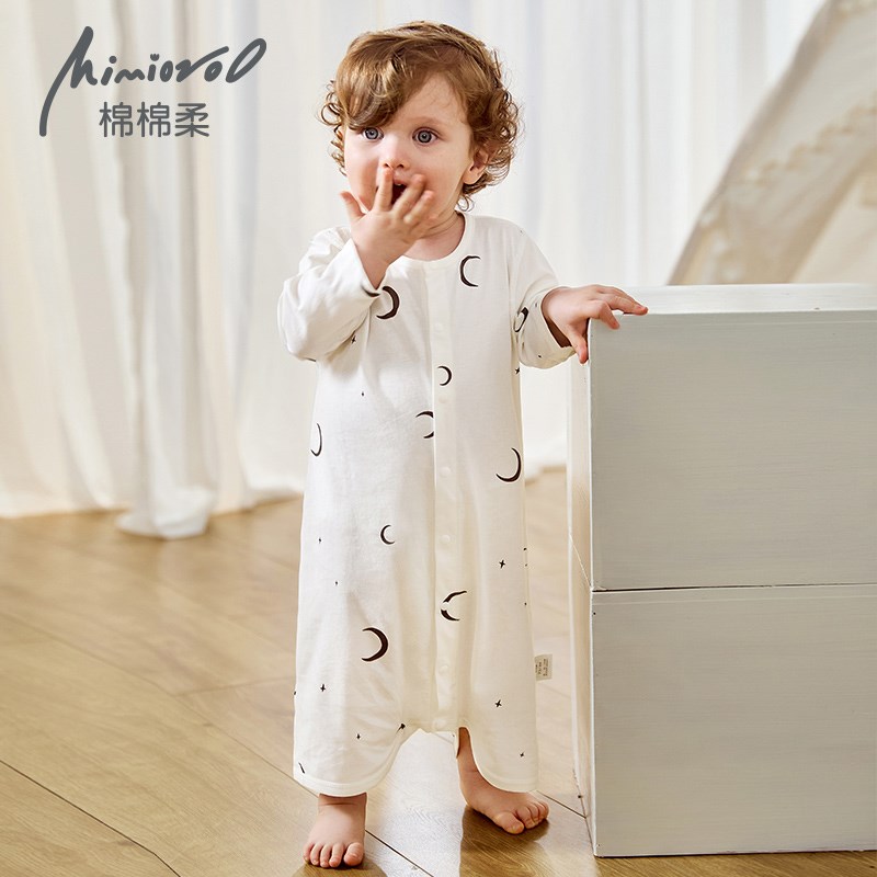 婴儿睡袍宝宝睡衣夏季薄款连体衣服男女睡裙长袖婴.幼儿空调服