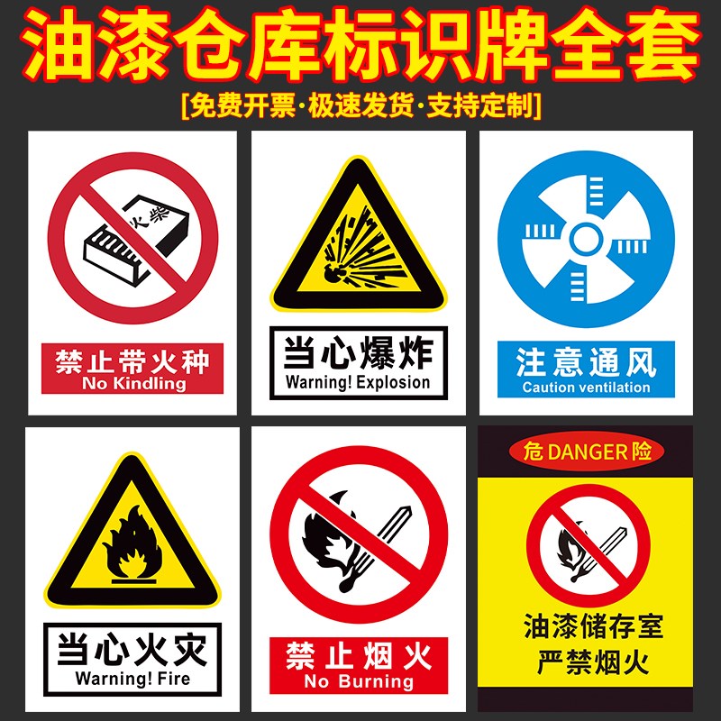 喷漆房安全标识牌油漆警示标志调漆间仓库风险点告知卡烤漆房库房