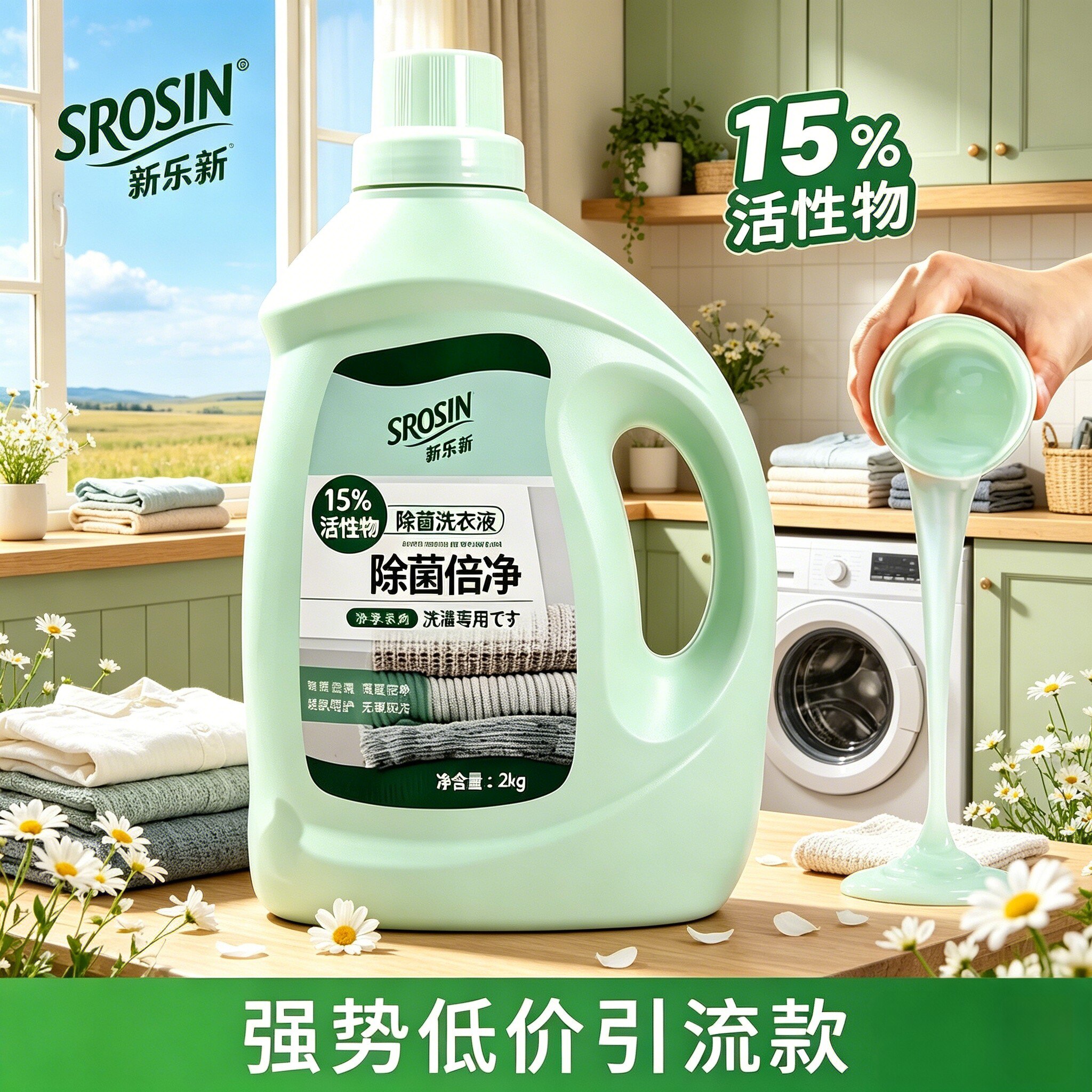 新乐新除菌倍净洗衣液多效去污除菌除螨香氛味洁净家用护手正品图片