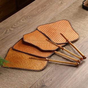 软大漆夏季 家用中式 竹制品青团扇竹编麈尾扇蓖扇纯手工复古轻蒲扇