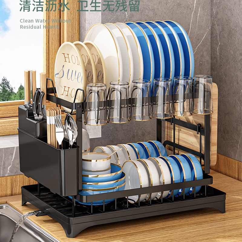 厨房置物架放碗沥水篮滤水碗架家用多功能碗碟碗盘碗筷杯子收纳架