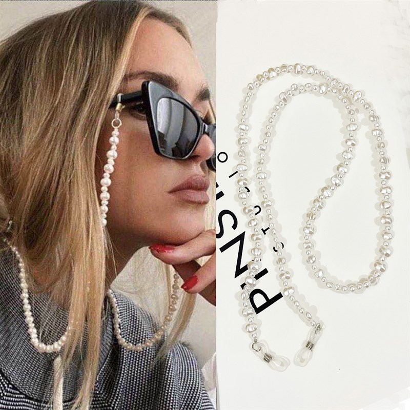 个性串珠不规则珍珠眼镜链 x长款防丢挂链口罩链流行饰品多用项链