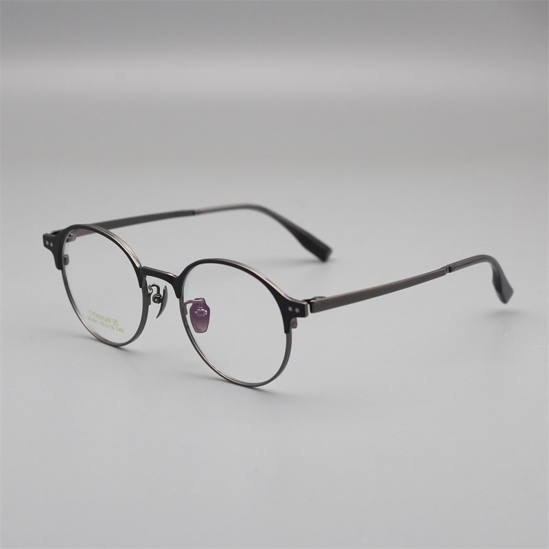 大脸不夹 小圆框纯钛眉毛架复古个性配近视变色结实耐用深圳眼镜