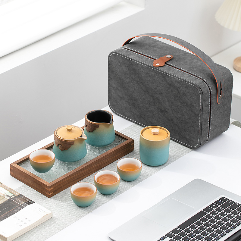 户外旅行茶具套装一壶四杯便携式功夫泡茶家用陶瓷茶杯小套装日式