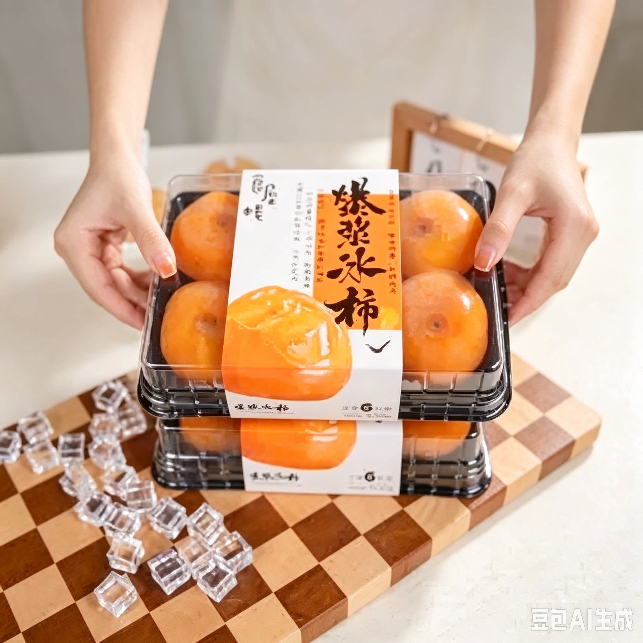 食屋栈【爆浆流心冰柿】冰淇淋桂林金钱黄色溏心半干柿饼600g/盒