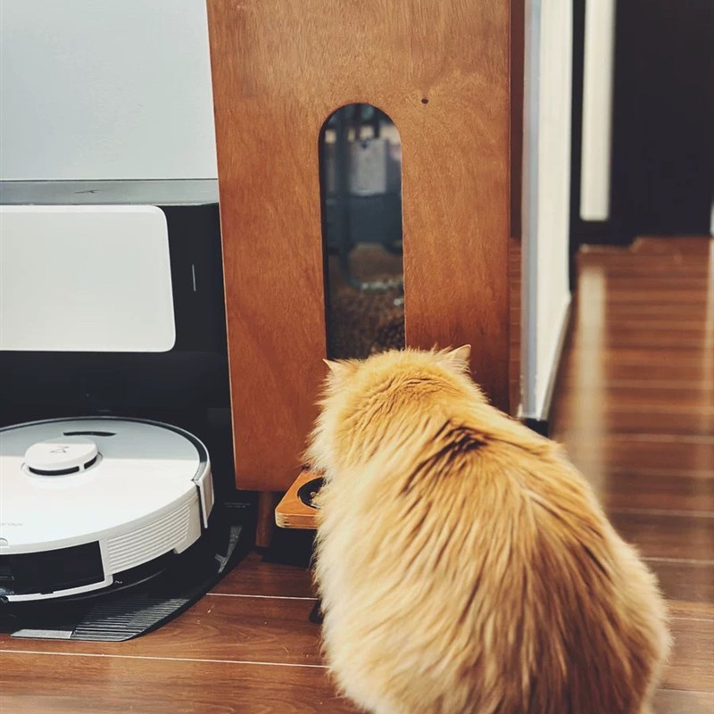 猫粮桶密封防潮储粮投食器猫粮狗粮复古风家具高端原木色储粮桶