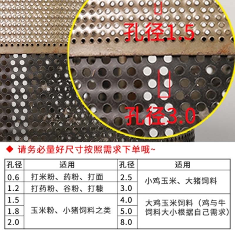 加厚锣片齿爪式粉碎机配件大全筛网饲料钢圈网筛锣底加厚筛片筛框