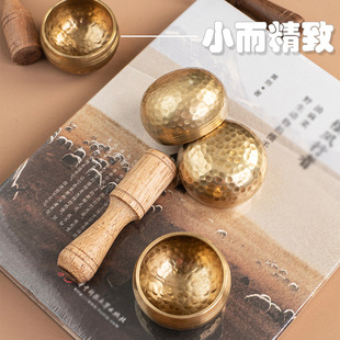 尼泊尔手工迷你颂钵疗愈助眠梵音冥想工具全套赠敲棒垫疗愈教程