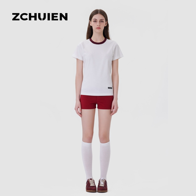 ZCHUIEN夏季女士短袖全棉圆领t恤