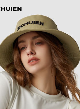 ZCHUIEN帽子渔夫帽女夏天遮阳户外出游薄款透气休闲盆帽显脸小