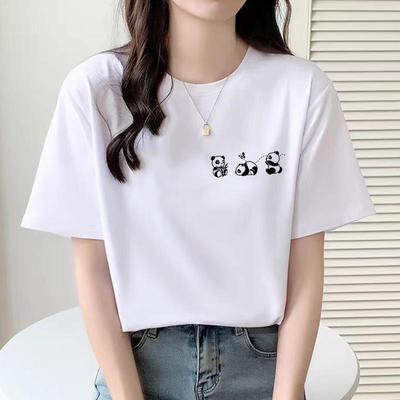 圆领韩版印花上衣时尚洋气ins卡通可爱网红女夏装休闲通勤短袖T恤