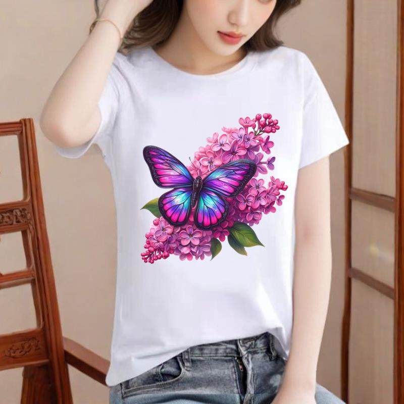 个性运动印花时尚上衣通勤女打底衫外穿洋气ins休闲圆领短袖T恤