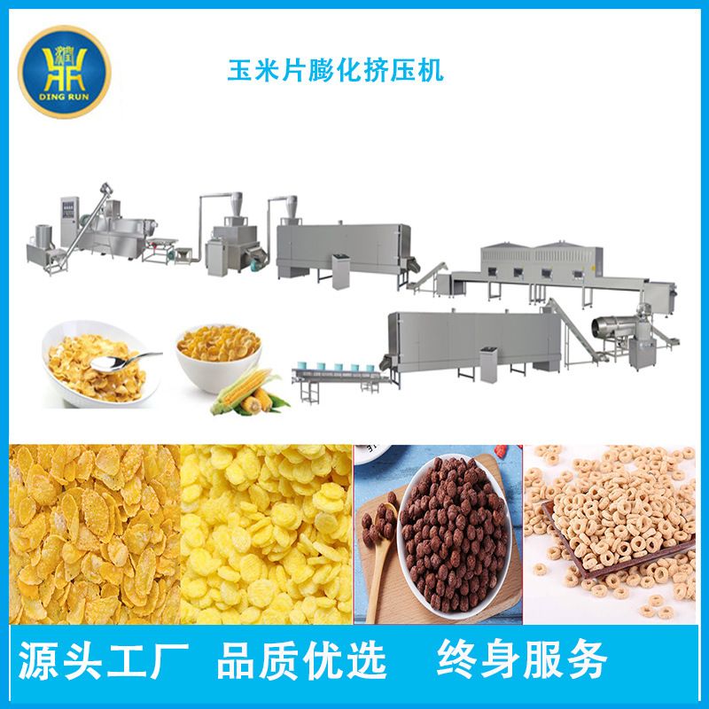定制膨化荞麦燕麦片生产线 早餐奶昔谷物麦圈卜卜米双螺杆膨化机
