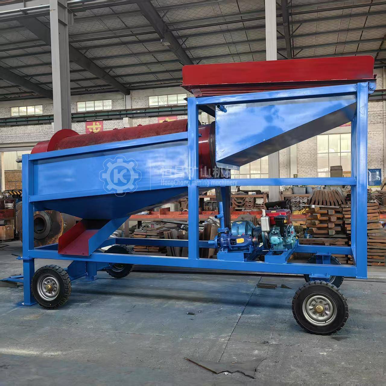 小型移动式淘金车 柴油动力滚筒筛沙金矿筛洗机淘金洗金设备厂家