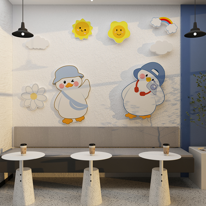 奶茶店墙壁装饰摆件甜品蛋糕猫咖啡网红打卡拍照布置背景餐厅贴纸