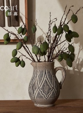 邸高家居样板间民宿空间软装设计搭配日式侘寂风花瓶摆件干花装饰