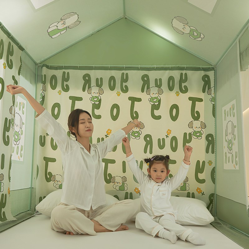 儿童防摔蚊帐家用2024新款家用卧室小房子帐篷免安装遮光帘蒙古包