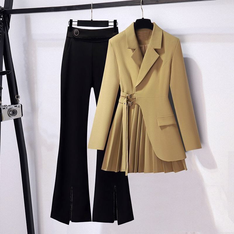 微胖妹妹高端气质西装外套秋季新款大码女装洋气显瘦两件套装裤子
