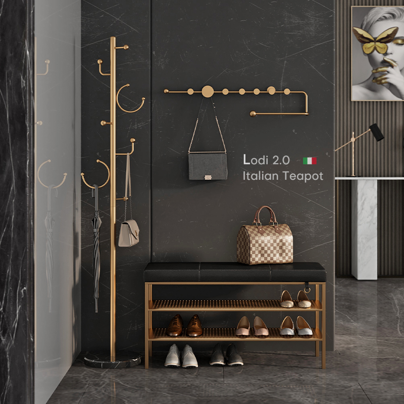 意式室内衣帽架家用挂衣架落地杆式卧室衣架轻奢高级网红结实耐用