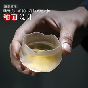 冰冻烧琉璃杯套装个人专用日式功夫茶具茶盏玻璃品茗杯水晶小茶杯