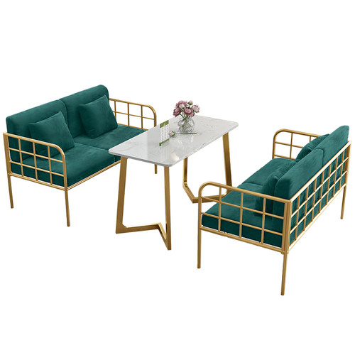 美容院奶茶甜品店音乐酒吧茶餐厅咖啡厅轻奢铁艺卡座沙发桌椅沙发