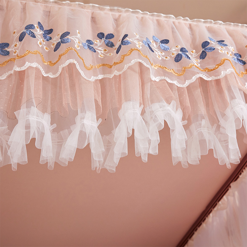 2023新品双层遮光床幔U型三开门落地蚊帐家用加厚双轨道导轨床帘