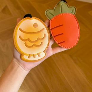 抽拉式钥匙包卡通鲷鱼烧可爱挂件小巧抽带式通用电动车汽车钥匙包