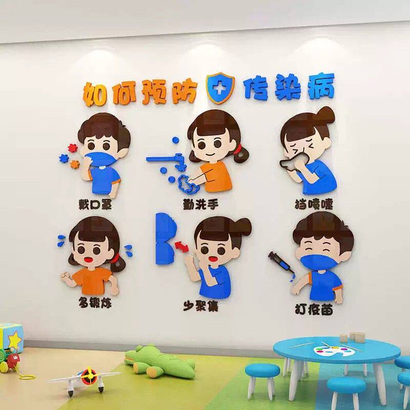 春季传染病预防儿童医院保健室幼儿园环创主题文化墙贴黑板报布置