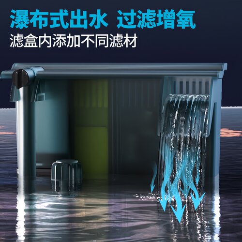 鱼缸过滤制氧All静音净水循环三合一水泵挂式小型式瀑布过滤器