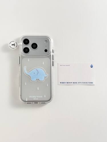 U2 雨滴蓝色小象适用苹果17promax新款小众双层iphone16/15磨砂14透明可爱手机壳防摔保护套