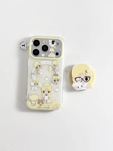 U2 秋秋小狗插画适用苹果17promax磁吸iPhone16支架15双层可爱手机壳防摔保护套