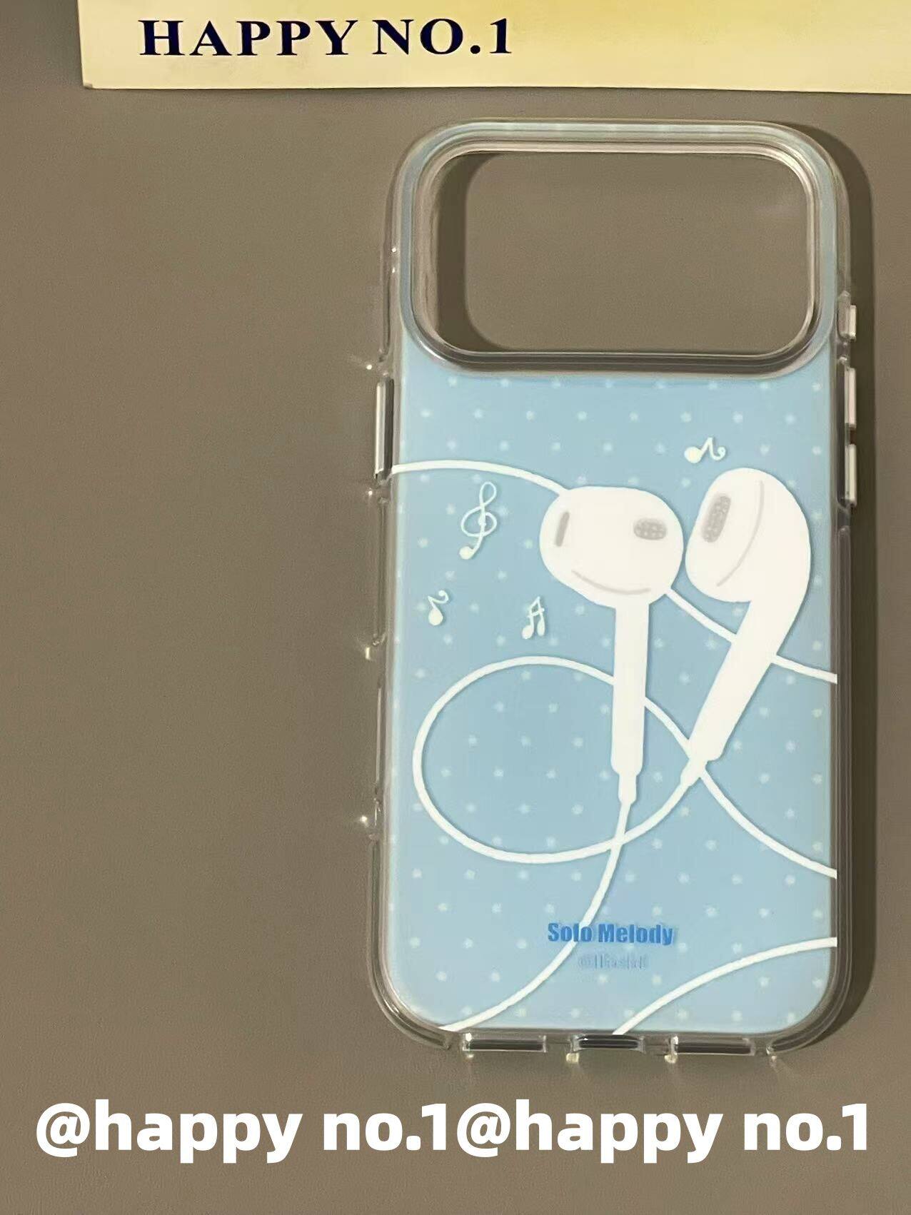 U2 ins古早蓝色有线耳机适用iphone17promax新款小众苹果16手机壳15可爱个性防摔保护套
