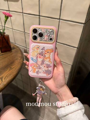 U2 古早粉色镭射兔适用于iPhone17promax手机壳苹果16pro女款个性15防摔保护套