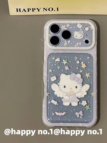 U2 古早镭射星星蓝色天使kt猫适用苹果iPhone手机壳防摔双层少女