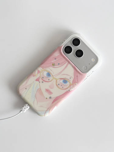 U2 适用梦幻卡通漫画粉发眼镜女孩苹果17新款小众iPhone16手机壳15个性防摔保护套