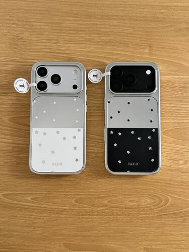 U2 电镀银黑白拼接星星适用18promax苹果17韩系iPhone16防摔15手机壳