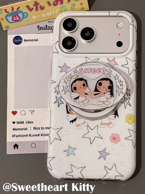 U2 磁吸白色涂鸦星星小玉适用iphone17promax新款小众苹果16卡通图案手机壳15可爱防摔保护套